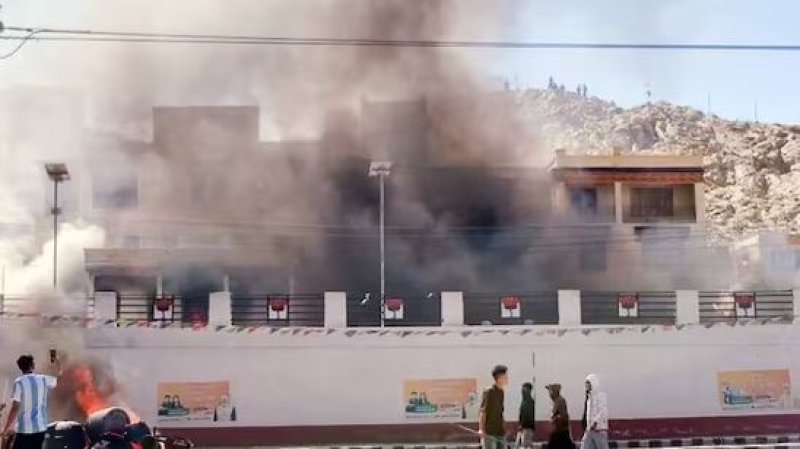 Ladakh Statehood Agitation Turns Violent: BJP Office Set on Fire in Leh