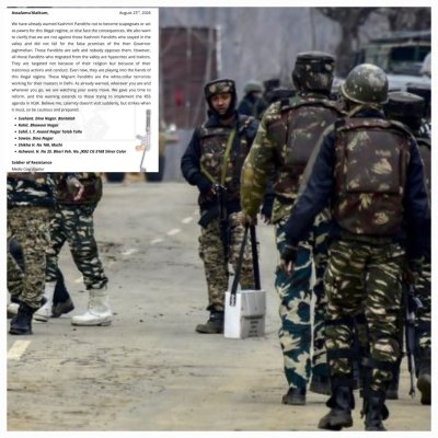 Fresh Threat Letter Raises Alarm Among Kashmiri Pandits