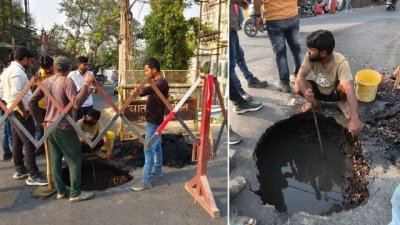 Road Cave-In Reported on Lucknow Green Corridor Just Days After Inauguration