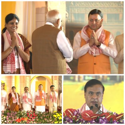 असम में एनडीए सरकार के शपथ ग्रहण समारोह में शामिल हुए मुख्यमंत्री धामी, हिमंत बिस्वा सरमा को दी बधाई