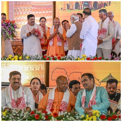 नवनिर्वाचित असम सरकार के शपथ ग्रहण में पहुंचे उत्तर प्रदेश के मुख्यमंत्री