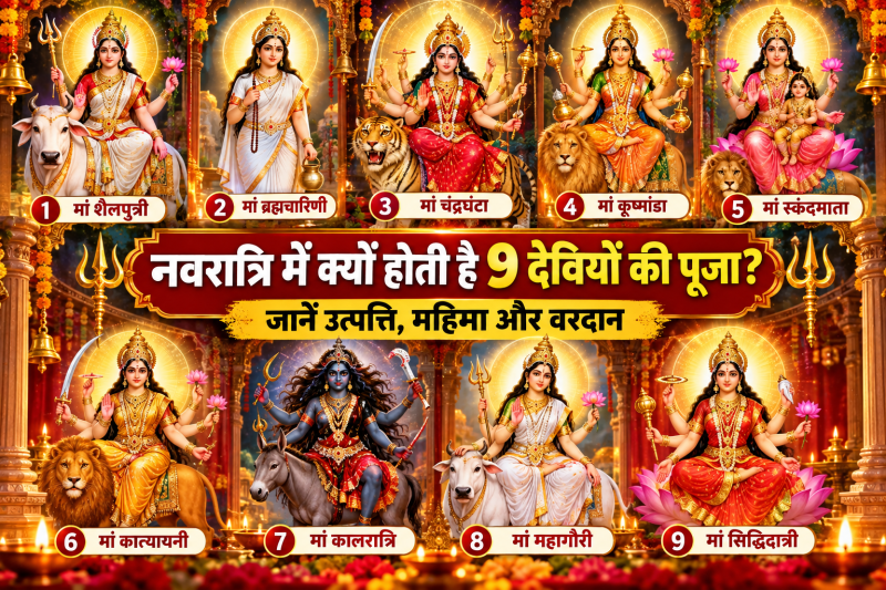 नवरात्रि में क्यों होती है 9 देवियों की पूजा? जानें उत्पत्ति, महिमा और वरदान