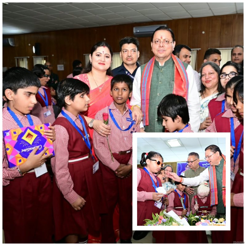 उत्तराखंड : दिव्यांग बच्चों के बीच मुख्यमंत्री धामी ने मनाया जन्मदिन, बच्चों संग काटा केक