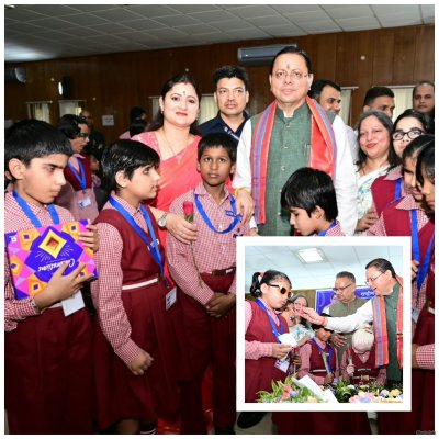 उत्तराखंड : दिव्यांग बच्चों के बीच मुख्यमंत्री धामी ने मनाया जन्मदिन, बच्चों संग काटा केक