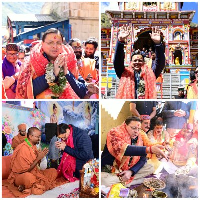 बदरीनाथ धाम पहुंचे सीएम धामी, पूजा-अर्चना कर मास्टर प्लान के कार्यों का लिया जायजा